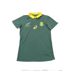 Asics South Africa Springboks Rugby Polo Shirt Small Green National Team
